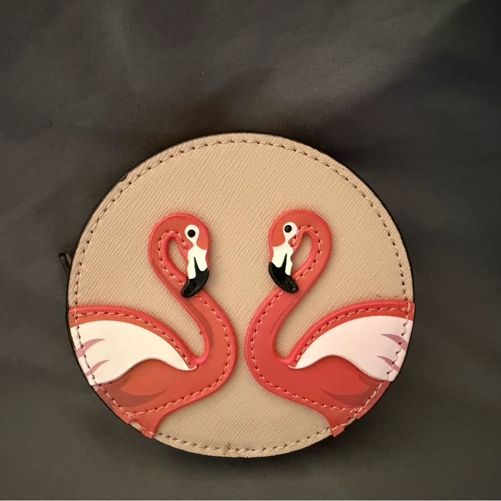 Kate spade Flamingo Round Coin Purse - Pink/Tan